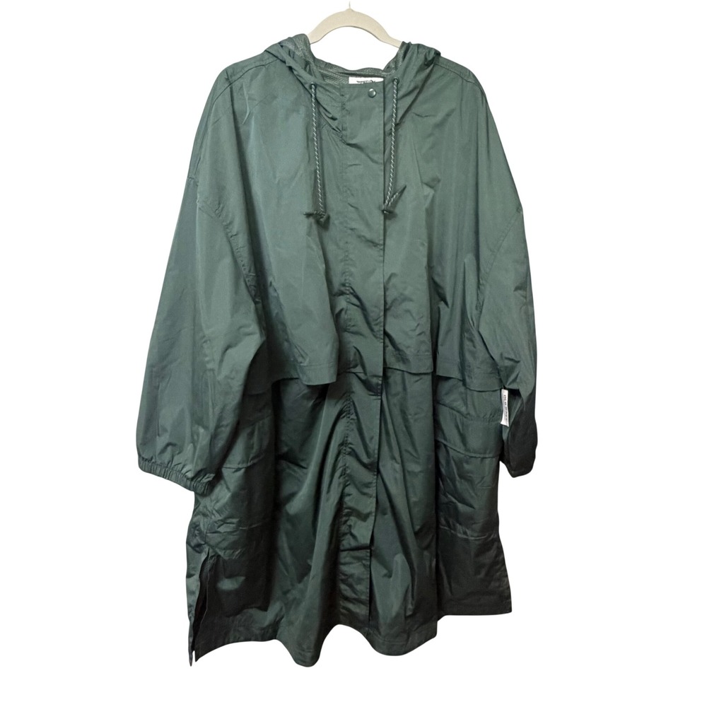 Old Navy Active Womens 4X Green Water Resistant Hooded Rain Parka Jacket NEW